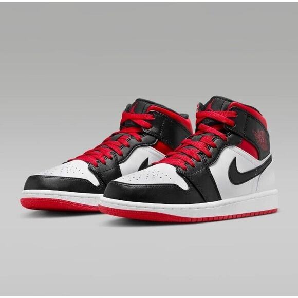 Nike Air Jordan 1 Mid Gym Red Black Toe Sneakers Men\'s Size 13 [DQ8426-106]‎